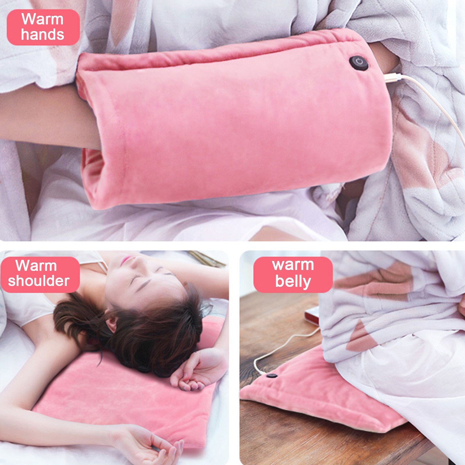 2 In 1 Usb Smart Heating Hand Warmer Heating Cushion Three-stage Temperature Knitted Soft Cozy Cover For Parents