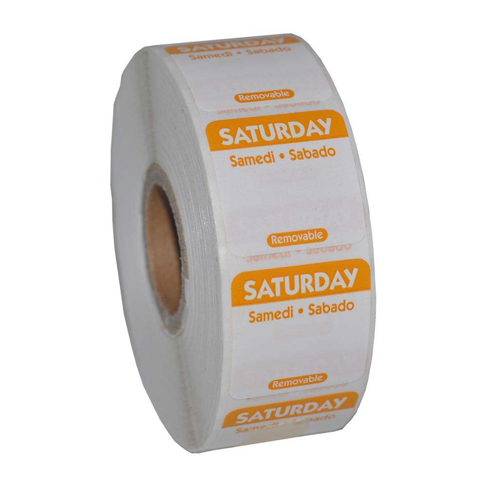 DaySpot HYDS-RL1x1 Each Day of Week Removable Labels 1"X1" Inch Date Stickers for Food Storage Rotation, 1000 labels/roll