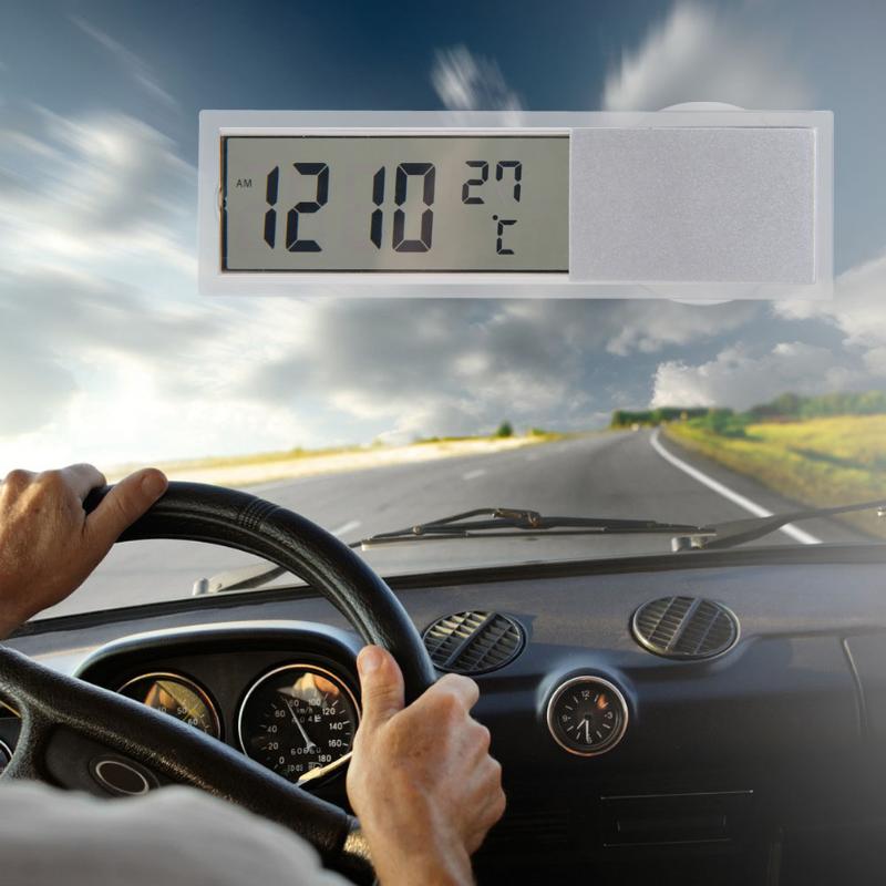 Mini 2 in 1 LCD Digital Auto Auto Lkw Uhr Thermometer mit Saugnapf AG10 Geschmack Zelle Batterie Betrieben 90x 27x15mm