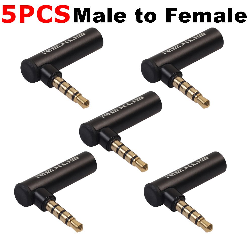 90 Degree Headphone Audio Microphone Jack Stereo Plug Connector 3.5mm Male to Female Right Angled Adapter Converter for REXUS: Red