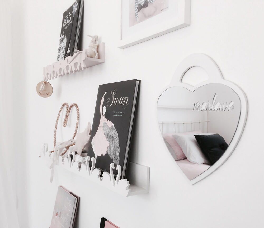 Bricolage chambre d'enfants miroirs muraux décoratifs acrylique décor à la maison cadre en bois pépinière mignon dessin animé miroir Stickers muraux: LOVE