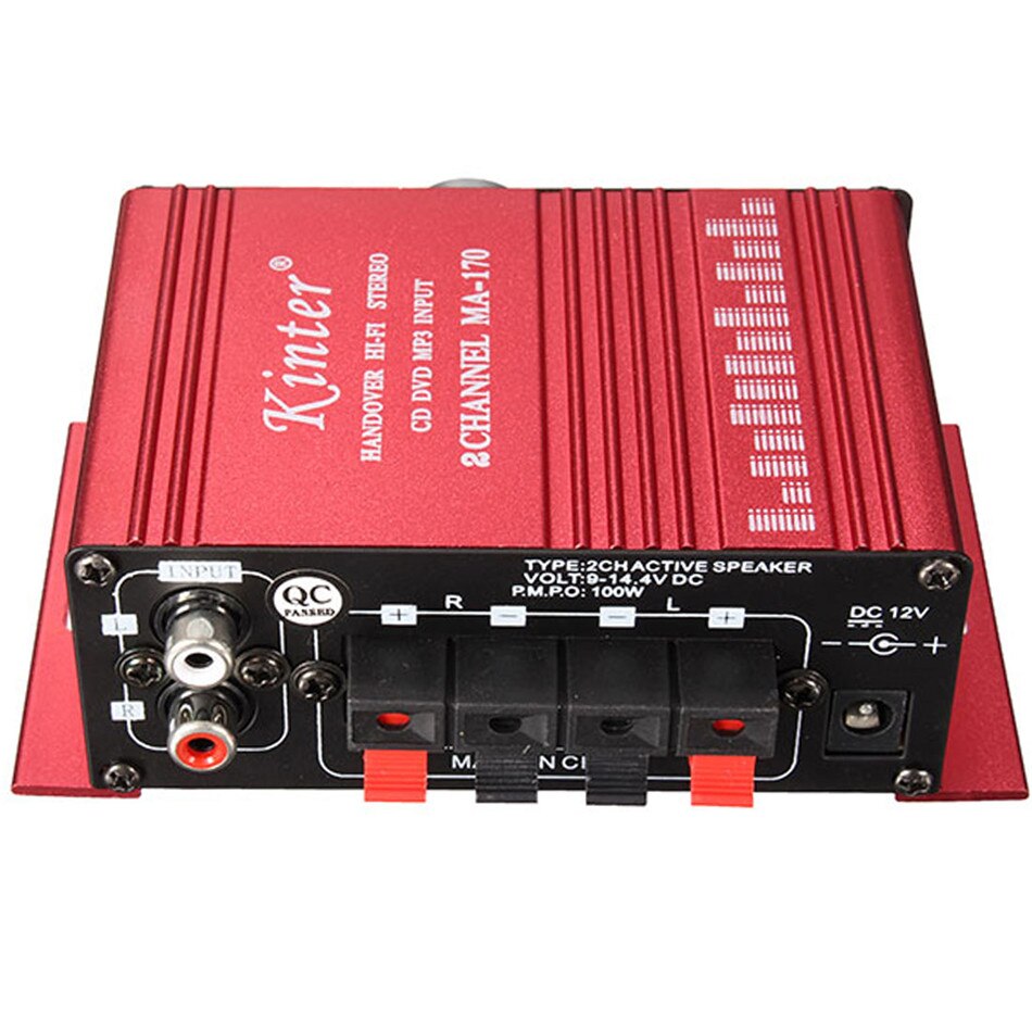 Mini 2CH Hi-Fi Stereo Amplifier Booster Bass Speaker Support DVD CD MP3 Input for Car Motorcycle Home