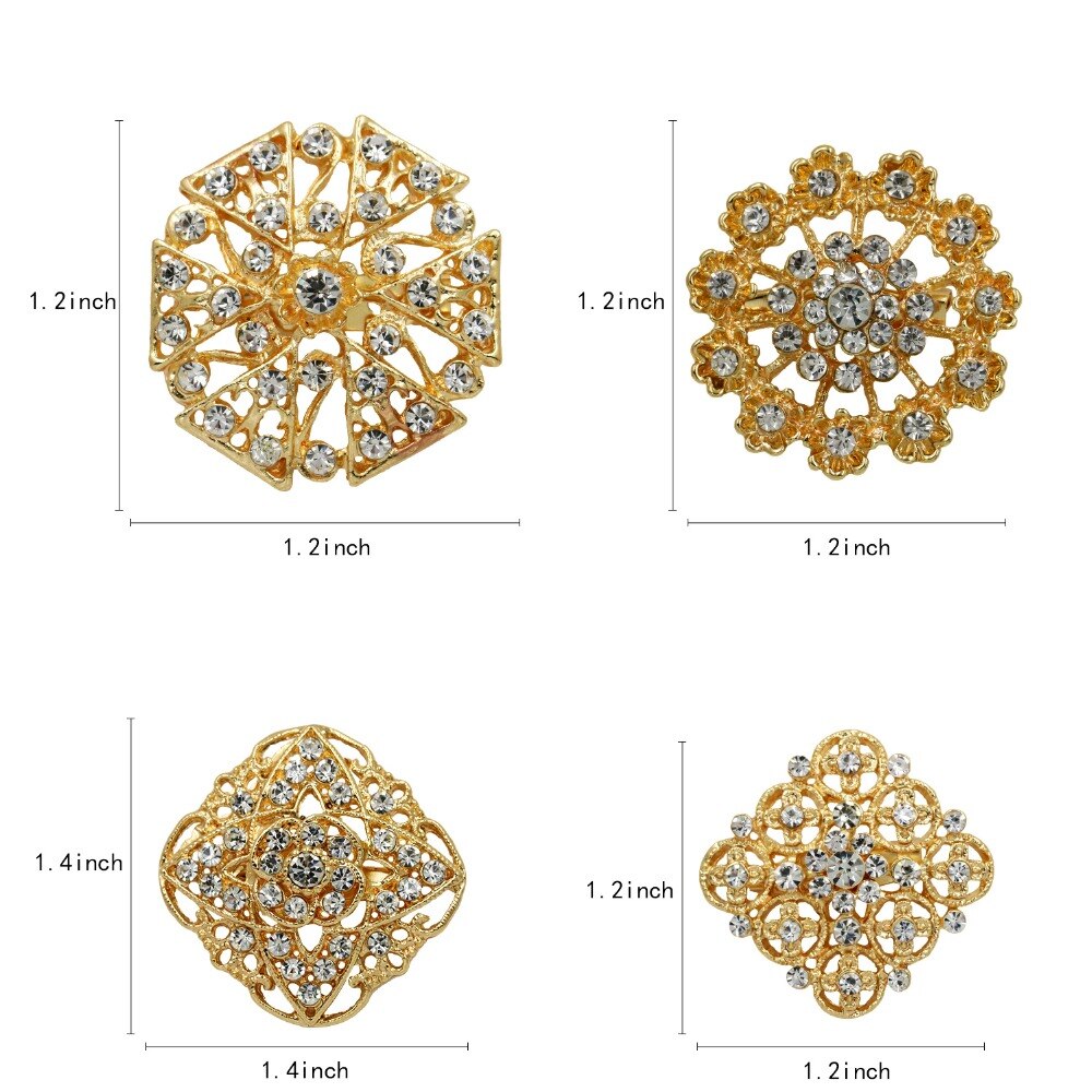 WEIMANJINGDIAN Lots de 12 pièces cristal strass fleur broche broches ensemble pour bricolage mariage Bouquet Kits bijoux accessoires