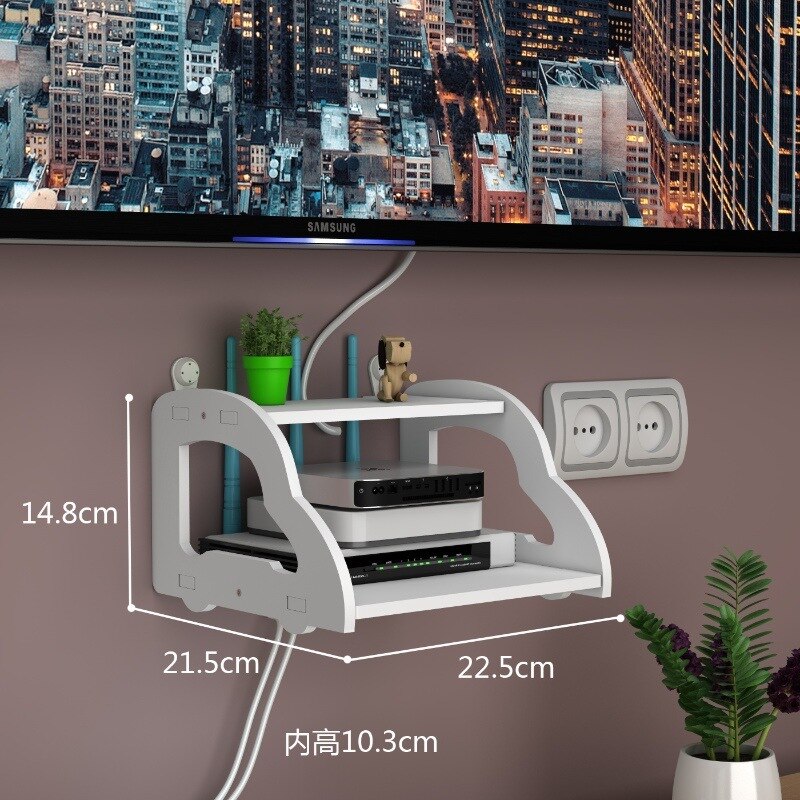 Wireless Wifi Router Storage Box Wall Hanging Plug Board Bracket Cable Organizer Livingroom Wood PVC Panel Shelf DIY Home Decor