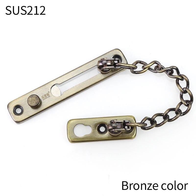 Thickened Stainless Steel Hotlinking Door Latch Hotel Company Home Security Chain Latch Door Chain Hardware Furniture: 212Bronze