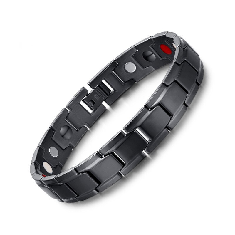 ZORCVENS Health Magnetic Bracelet Men Jewelry Black Stainless Steel Chain Adjustable: Default Title