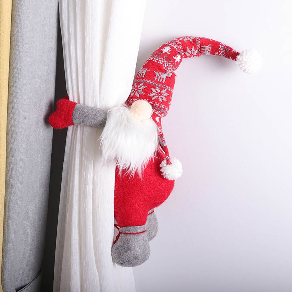 père noël ornement tricoté laine rideau tenir porte rideau bouton noël ornement noël nouvel an