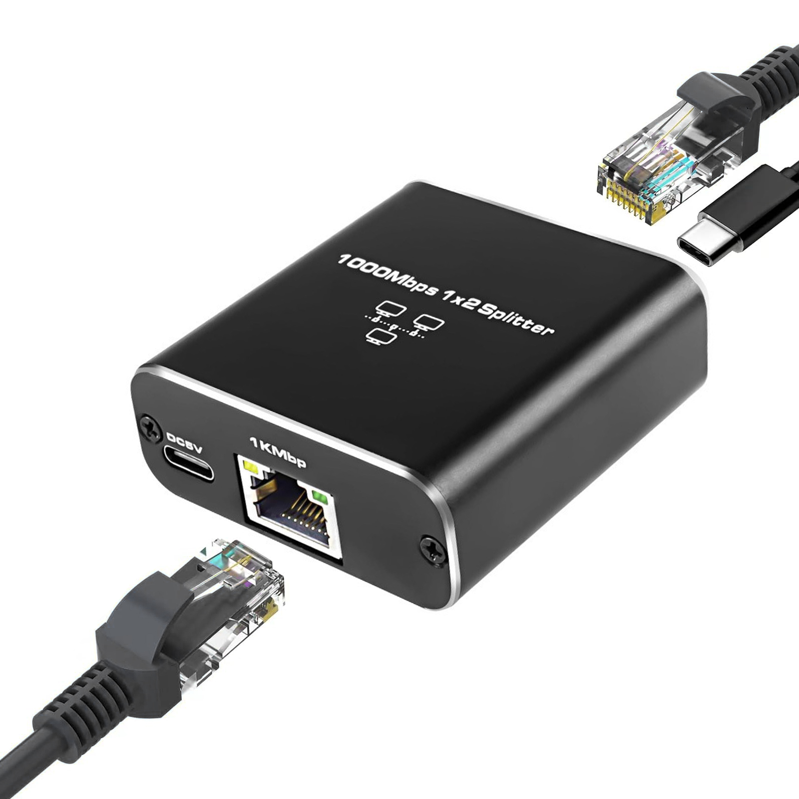 Divisor Gigabit Ethernet 1 a 2/3/4, 1000Mbps RJ45 LAN Divisor de Internet para computadora/Hub/Switch/Router/Set-Top Box/TV digital: Naranja