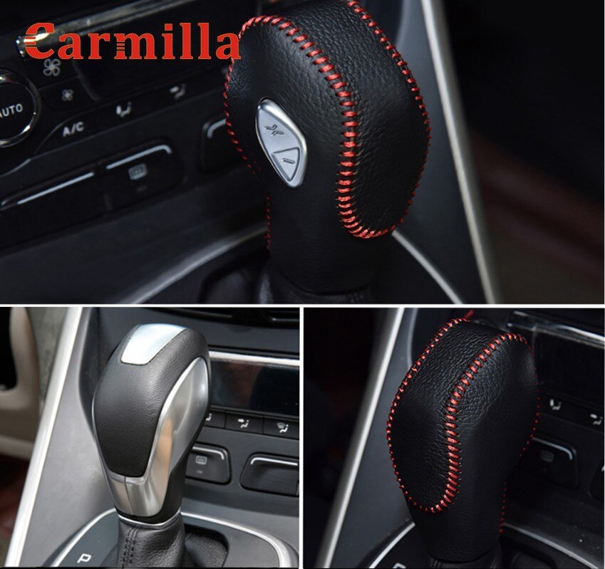 Carmilla-perilla de palanca de cambios de coche, cubierta protectora de cuero AT MT, collares de cambio de marchas, cubierta de freno de mano para Ford MK7