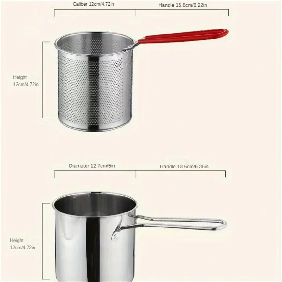 Friggitrice in acciaio inossidabile con patatine fritte e ali di pollo, piccolo vaso per olio domestico con schermo filtrante, vaso Tianfu Luo