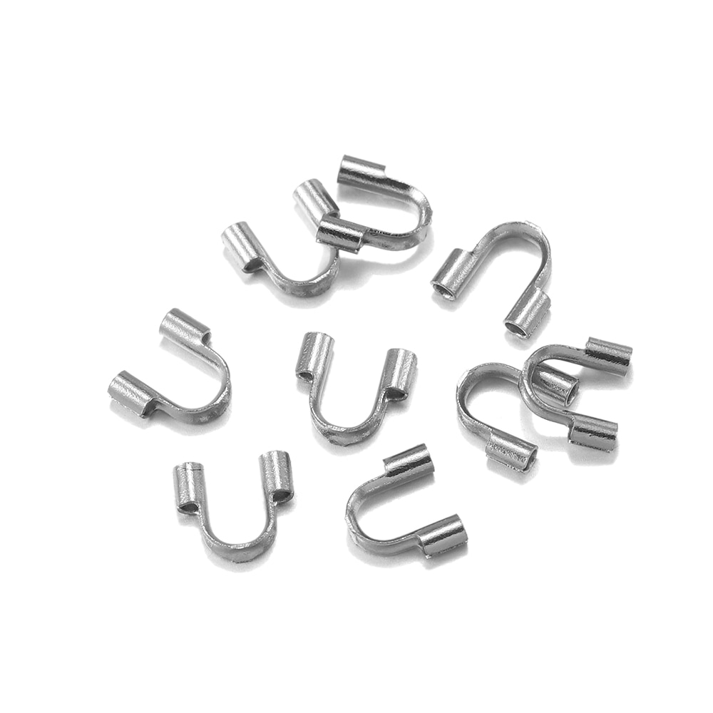 30Pcs/Lot Metal Stainless Steel Wire Protectors Wire Guard Protectors Loops U Shape Clasps Connector for Jewelry Making Supplies