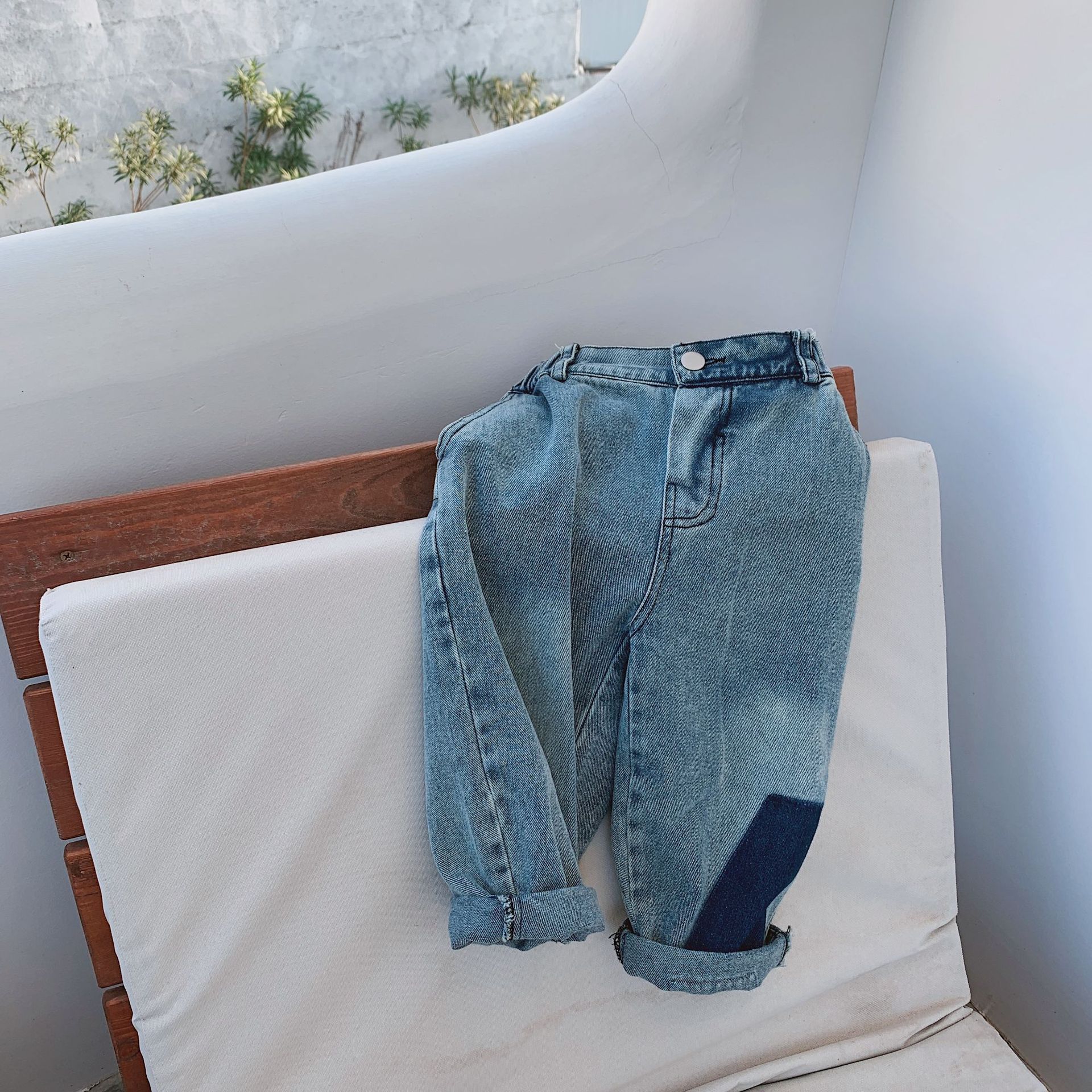 Ragazzi di autunno di modo di colore di contrasto allentato dei jeans di stile Coreano nuovo arrivo di stile di hip hop pantaloni in denim
