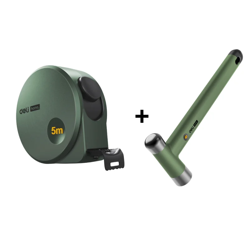 Deli Steel Tape Measure Combination Set 3/5M Retractable Digital Tape Measuring Kits for Home Woodworking Multitool: Pink