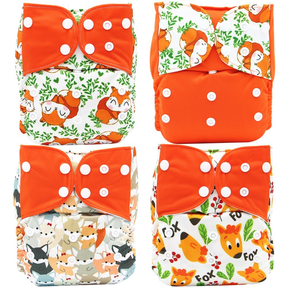 4pcs/pack Baby washable cloth diaper Reusable Nappy Cover Pocket dipers for baby products fralda ecologica couche lavable bebe: B
