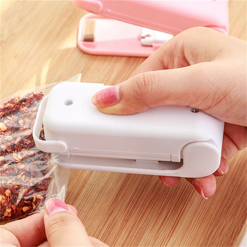 Zlinkj rosa mini forseglingsmaskin forsegler matsparer plast magisk forsegler bag capper håndtrykk uten batteri