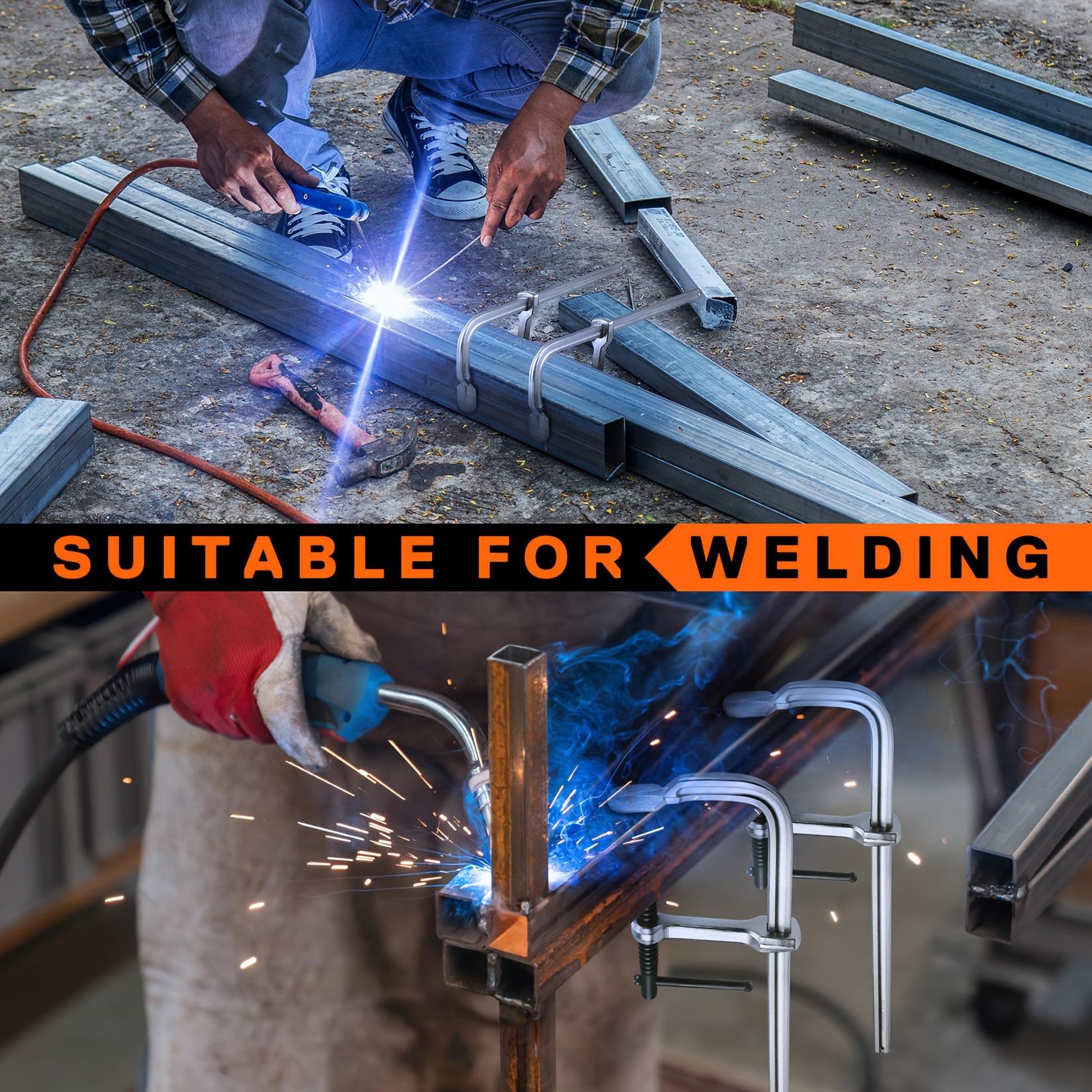 Staafklemmen, 12 inch lichte, gesmeed stalen staafklemmen voor houtbewerking en lassen, houtbewerkingsklem 2-pack