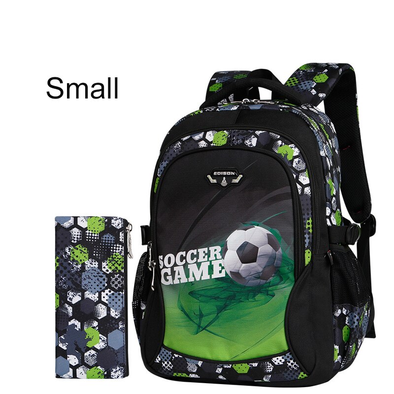 Skoletasker til drenge vandtæt rygsæk teenagere skole rygsæk cool fodbold ultra let byrde skole rygsæk: Lillegrøn fodbold