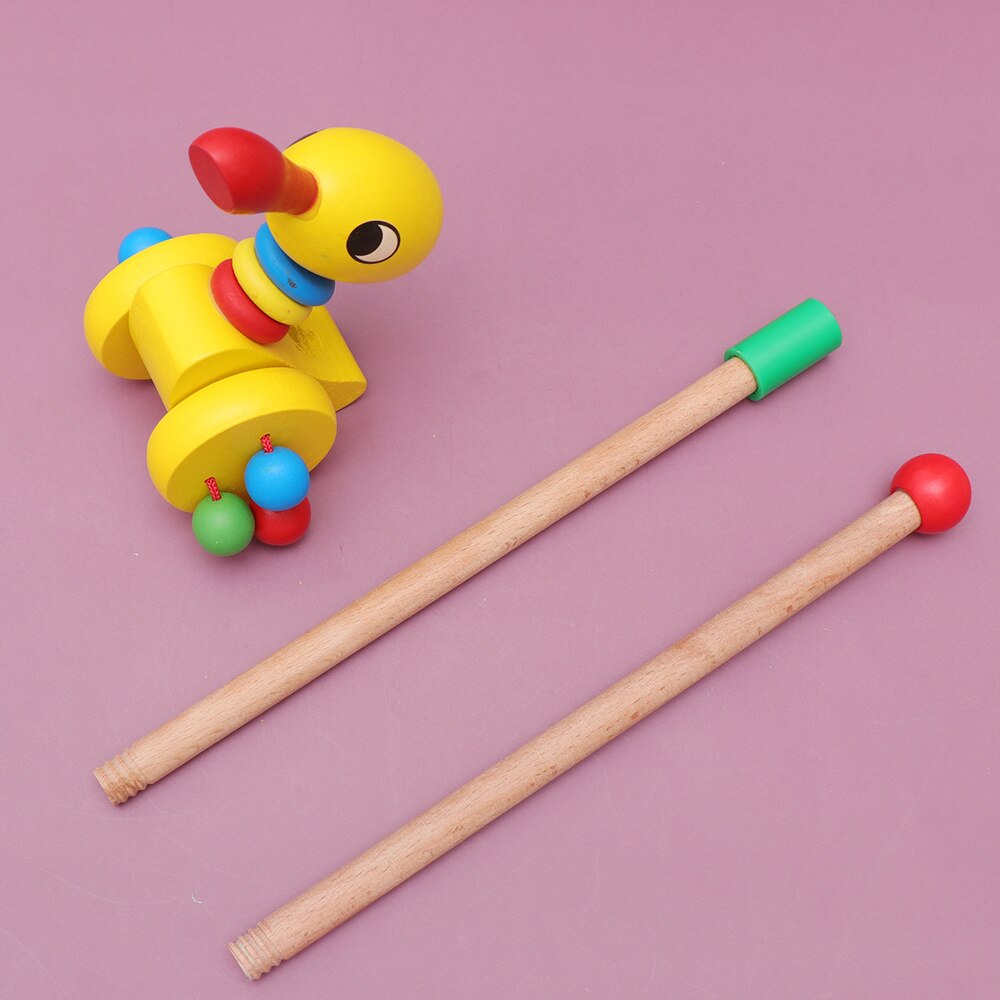 Baby Pushing Cart Toys Cartoon Animal Carts Toy Baby Walker Wooden Carts Toys Push Rod Cart Toys (Frog): Pointed Mouth Duck