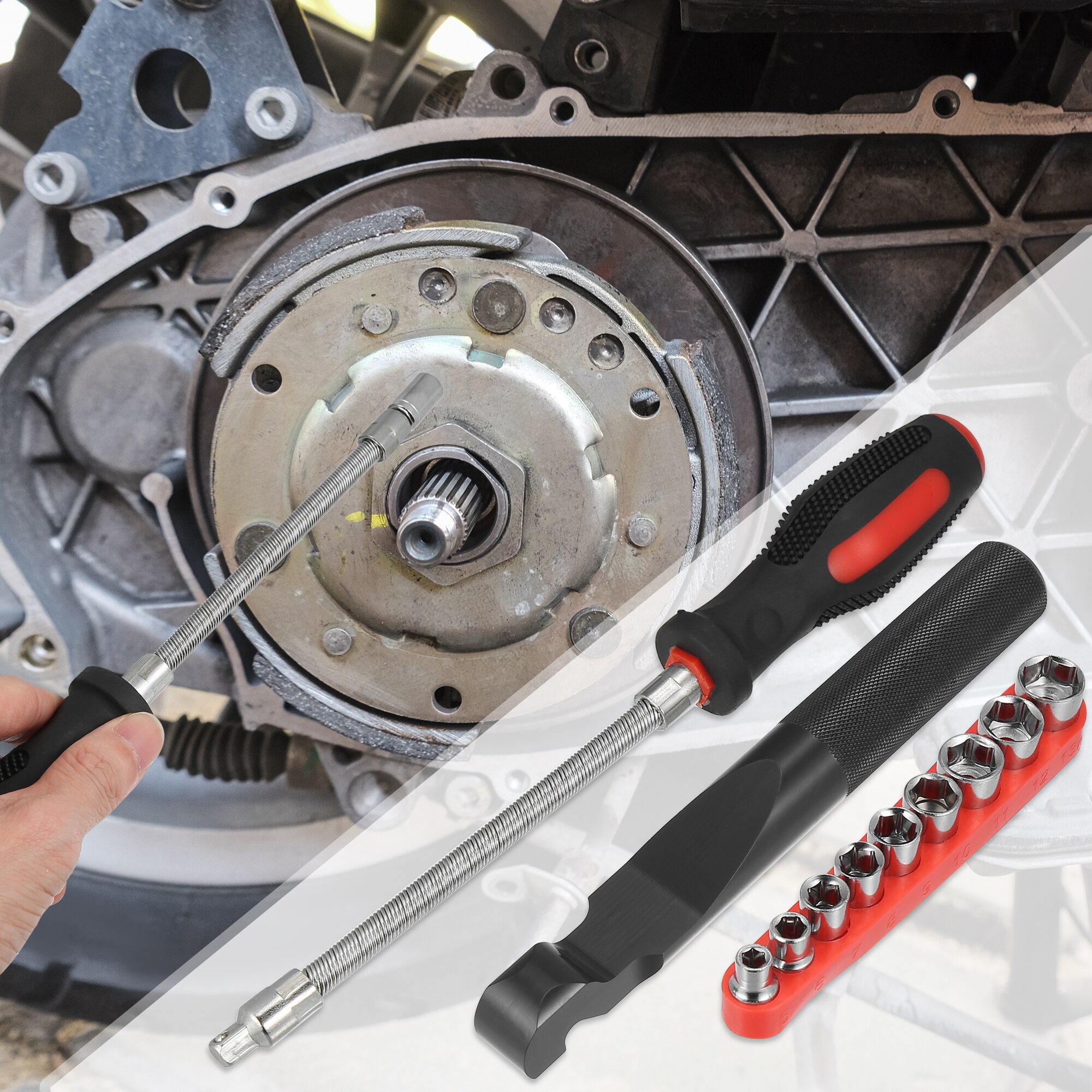 Motoforti 1 Set Belt Changing Tool Clutch Cover Removal Tool Black for Polaris RZR 800 900 S 1000 XP XP4 General 1000