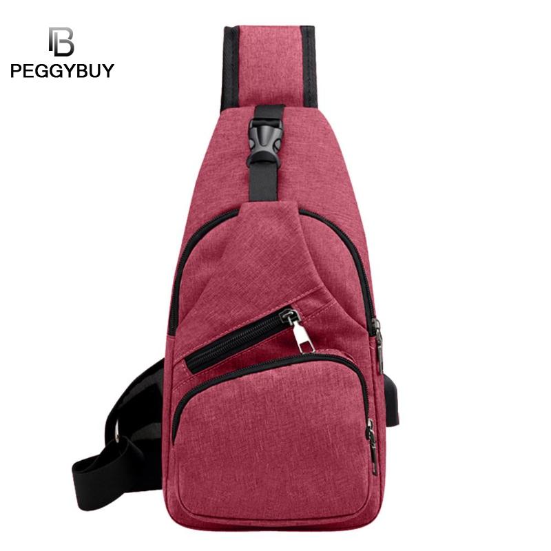 Casual heren borsttas canvas usb-oplaadbare messenger bags sport heren schoudertas reistas crossbody tas heren borsttas: Rood