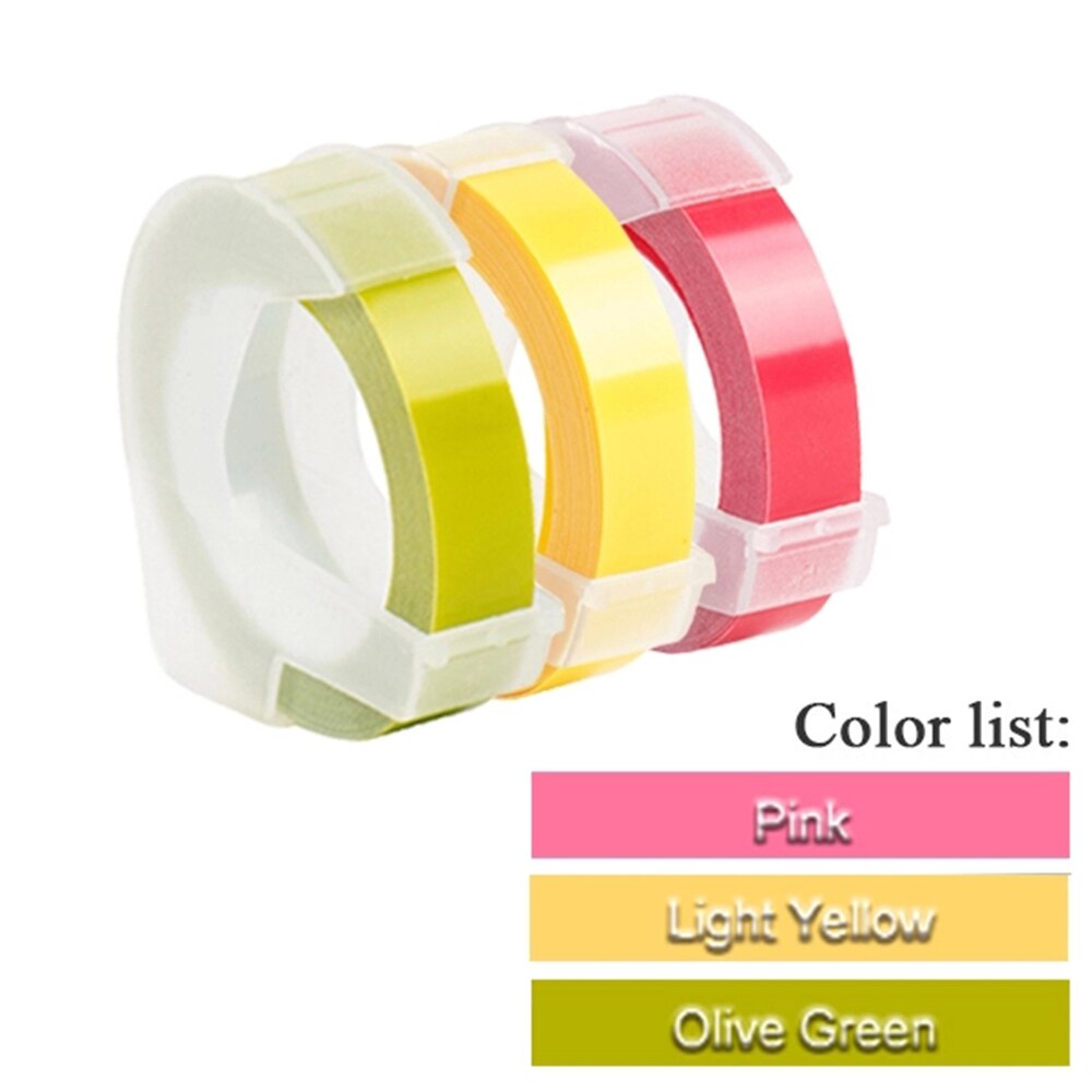 3Rolls 3D Embossing Label Tape white on Clear Transparent 9mm*3m for DYMO 12965 1880 Label Printer and MOTEX E-101 label maker: 3Pcs Mix Color Set P