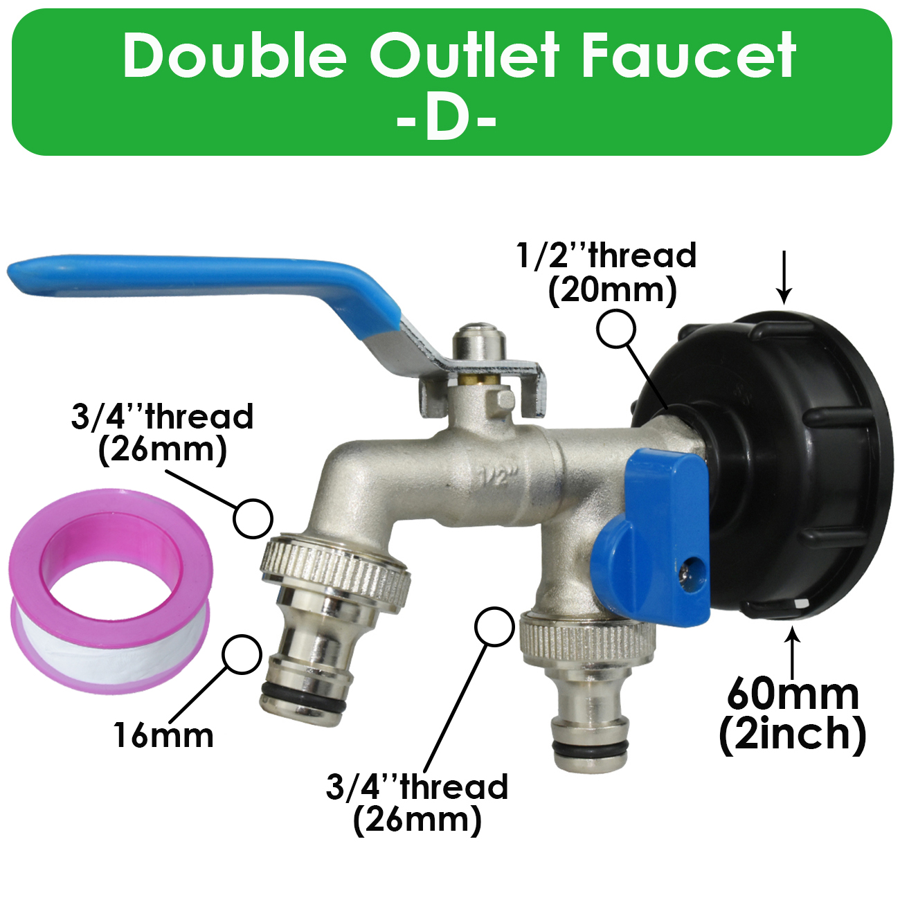 IBC Brass Tap Adapter Replacement S60 Water Tank 1/2'' Coupling Connecter Coarse Thread Garden Home Repair Valve Fitting Faucet: grey