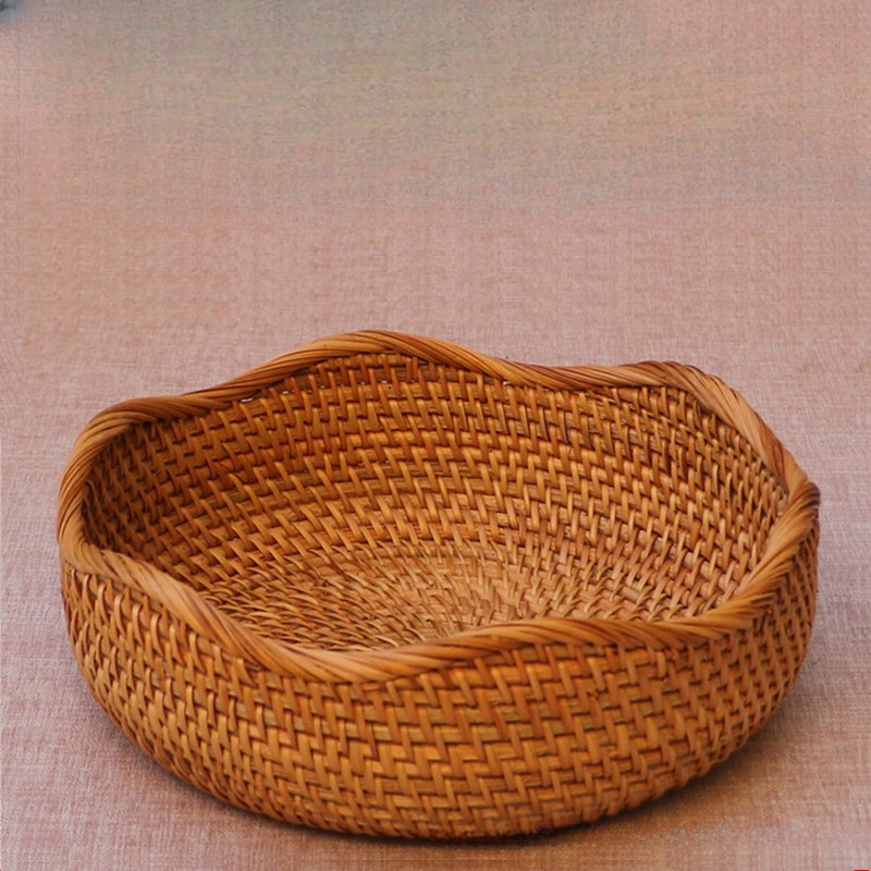 retro handgemachter geflochtener Korb Rattan geflochtenes Material Aufbewahrungskorb Heimat Wasser Obstkorb dekorative Aufbewahrung Bambuskorb