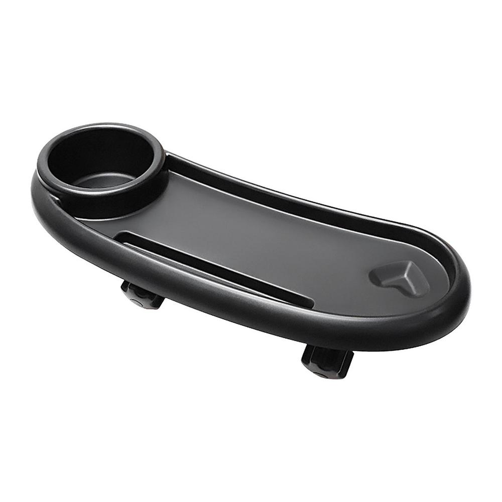 Stroller drink holder 3 in 1 removable 360 degree adjustable snack tray anti-slip large capacity black stroller accessory cell: Default Title