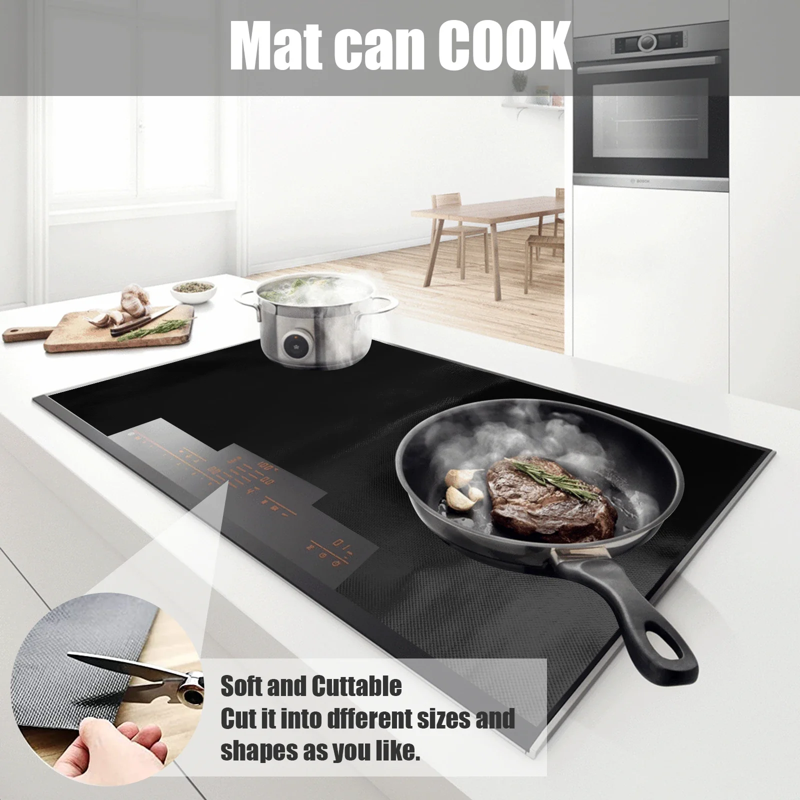 Induction Hob Protector Mat Large Silicone Induction Cooktop Scratch Cover Thickened Nonstick Heat Resistant Countertop Mat