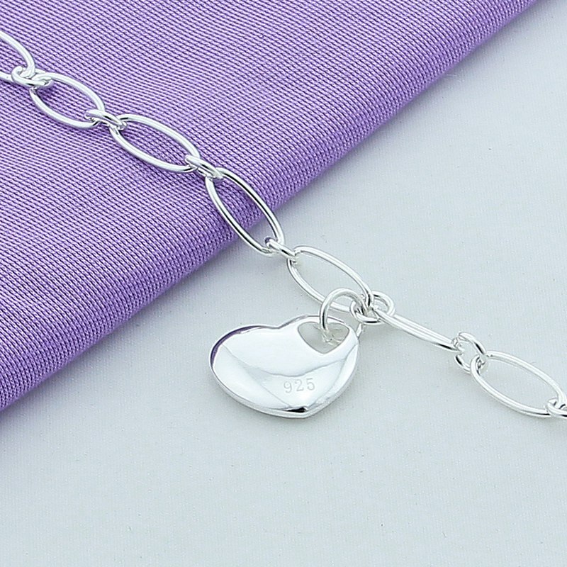 some style Cute 925 silver bracelets charms heart nice for wedding women chain Charm gorgeous jewelry 8inch 20cm