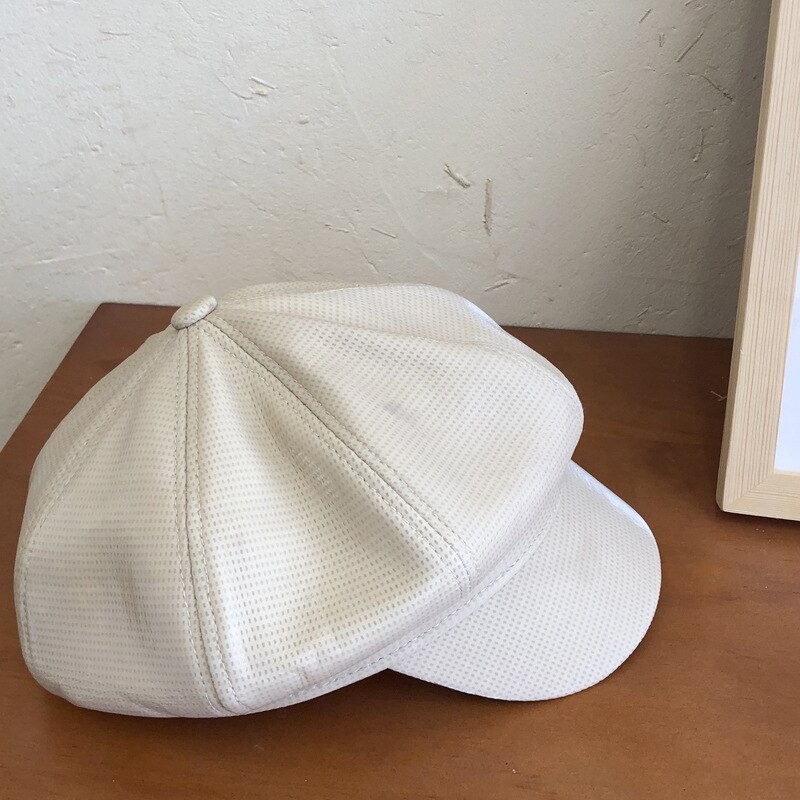 Leather Vintage Berets Painter Hat Autumn Winter Caps Male Female Casual Solid Color PU Leather Octagonal Cap: 0028 Beige