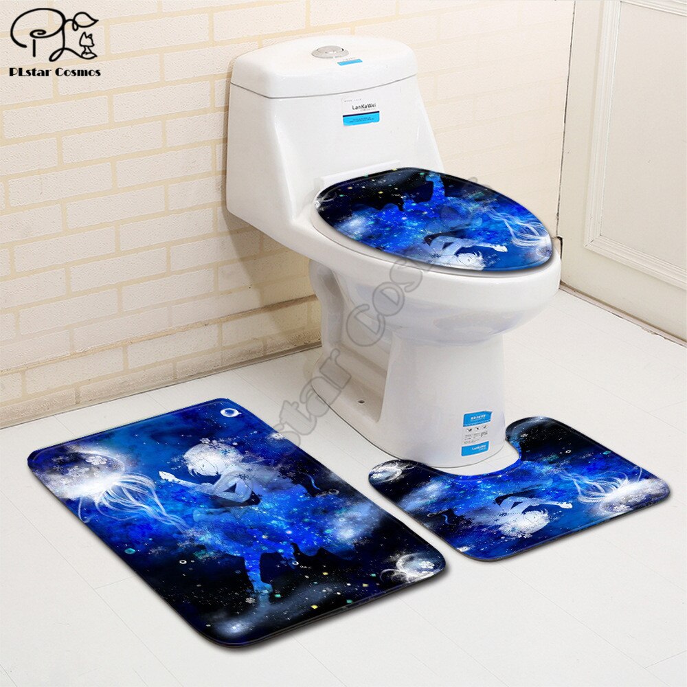 Galaxy Patroon Grappige 3D Gedrukt Badkamer Voetstuk Tapijt Deksel Wc Cover Badmat Set Stijl-3: 3