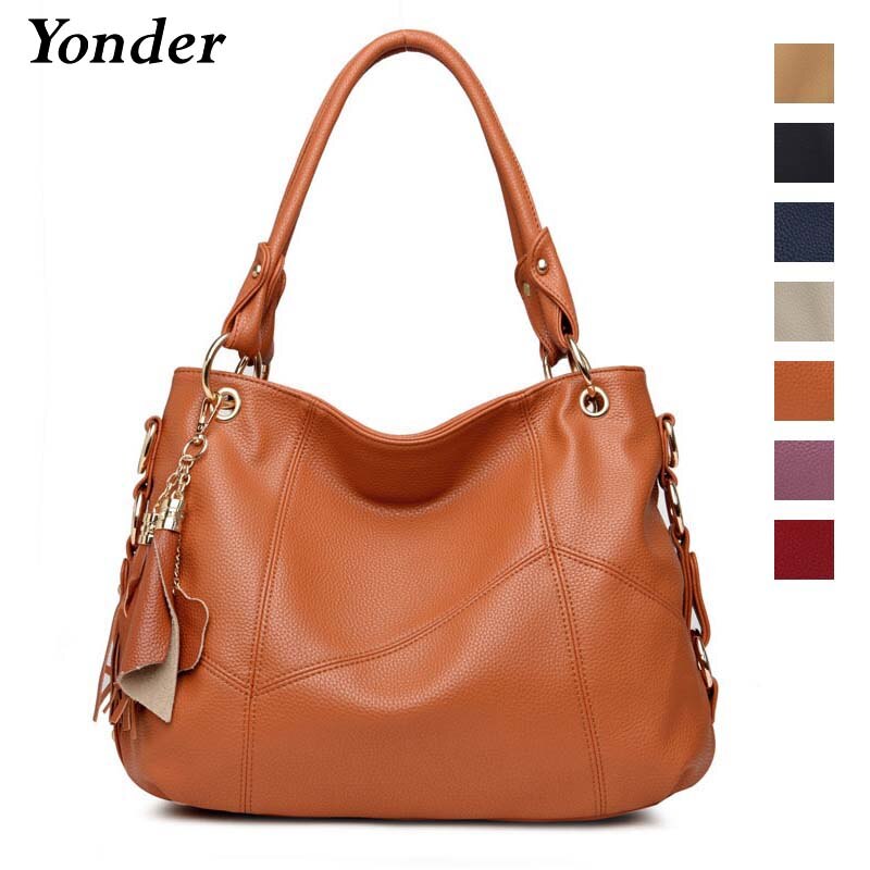 Large Soft Leather Ladies Handbags Women Shoulder Bag Female Tassel Casual Totes Crossbody Bags for Women Beige White Brown