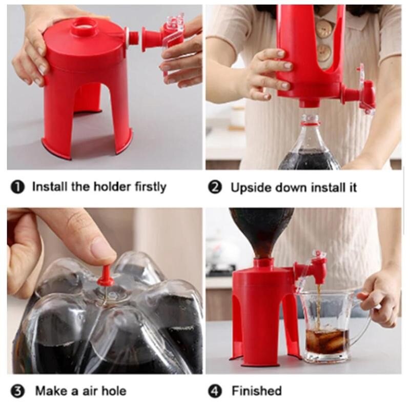 1Pc Hand Druk Soda Dispenser Fizz Dispenser Rood Dispenser Cola Water Drink Party Dispenser Y5L4