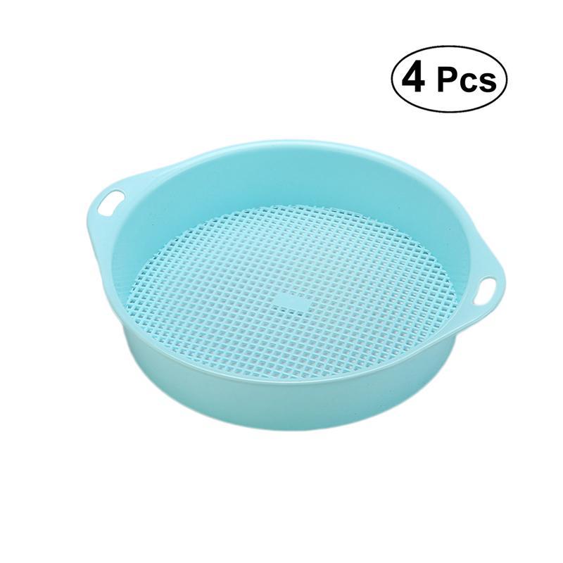 BESTOARD 4pcs Garden Sieve Plastic Convenient Durable Gardening Supply Soil Sieve Cultivation Tools for Soil Stone with Handle: Blue