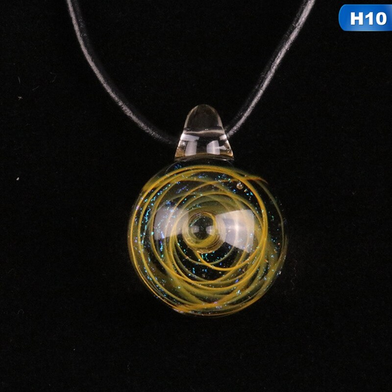 2019 Creativo Pianeta di Cristallo Stelle Sfera di Vetro Galaxy Modello di Catena In Pelle Pendenti con gemme e perle Collana Galaxy Bella Collana: H10