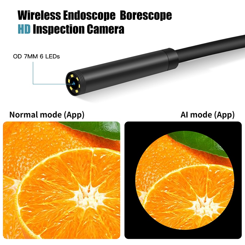 Cámara endoscópica de 5mm HD y 2MP WIFI IP67, impermeable, Cable suave, inspección, endoscopio de serpiente, boroscopio, endoscopio para IOS y IPhone