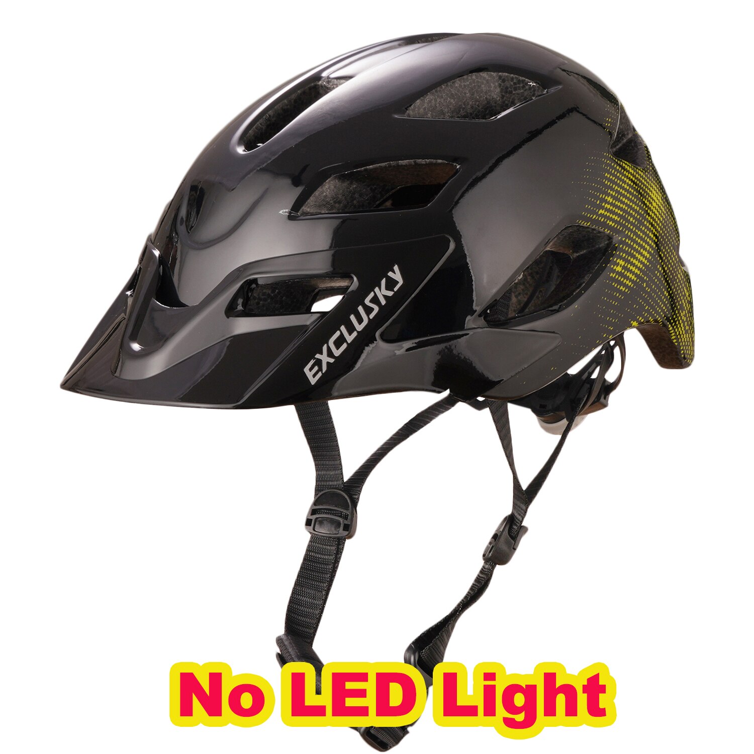 EXCLUSKY-casco de luz LED para bicicleta de montaña para adulto, con carga USB, M/L, 56-61CM: black  yellow no led