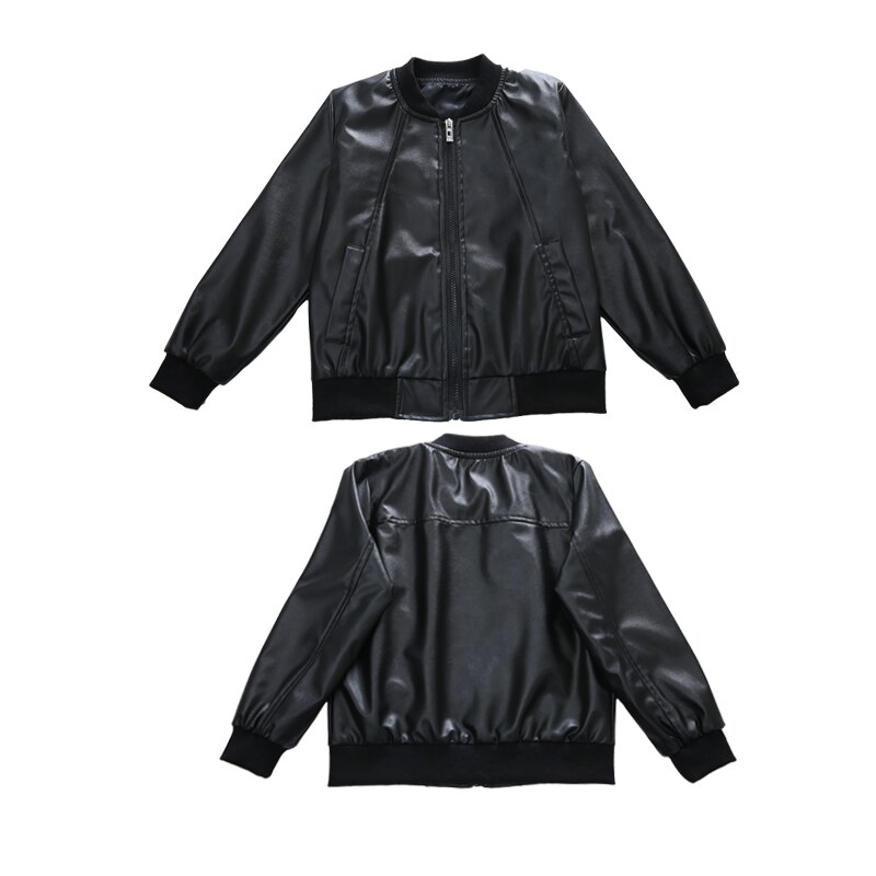 Lente Kinderen Echt Leren Jas Jongens Herfst Leren Jas Meisjes Voorjaar Pu Jas Kinderen Solid Casual Bovenkleding 3 t- 14 t
