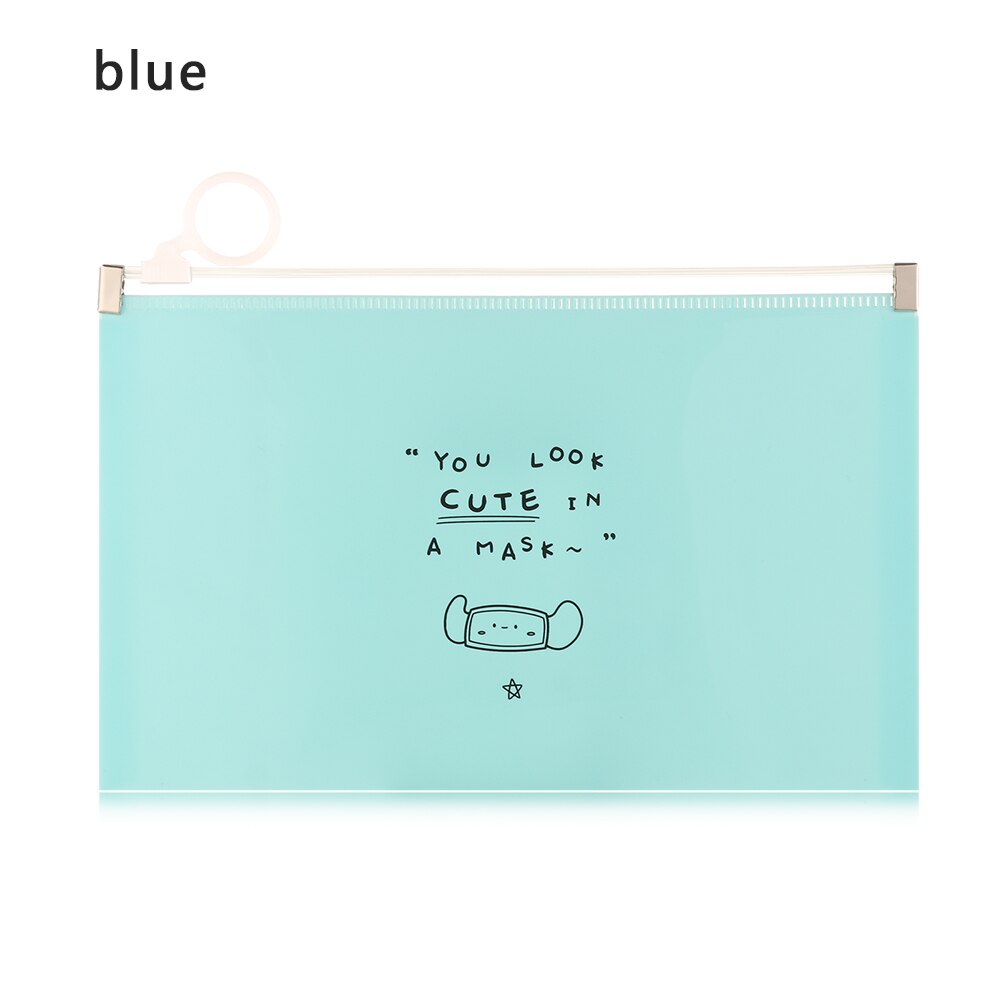 1PC Portable Transparent Anti-dust Mask Storage Bag Dustproof Pollution-Free Face Masks Container Plastic Mask Cover Bag: blue 01