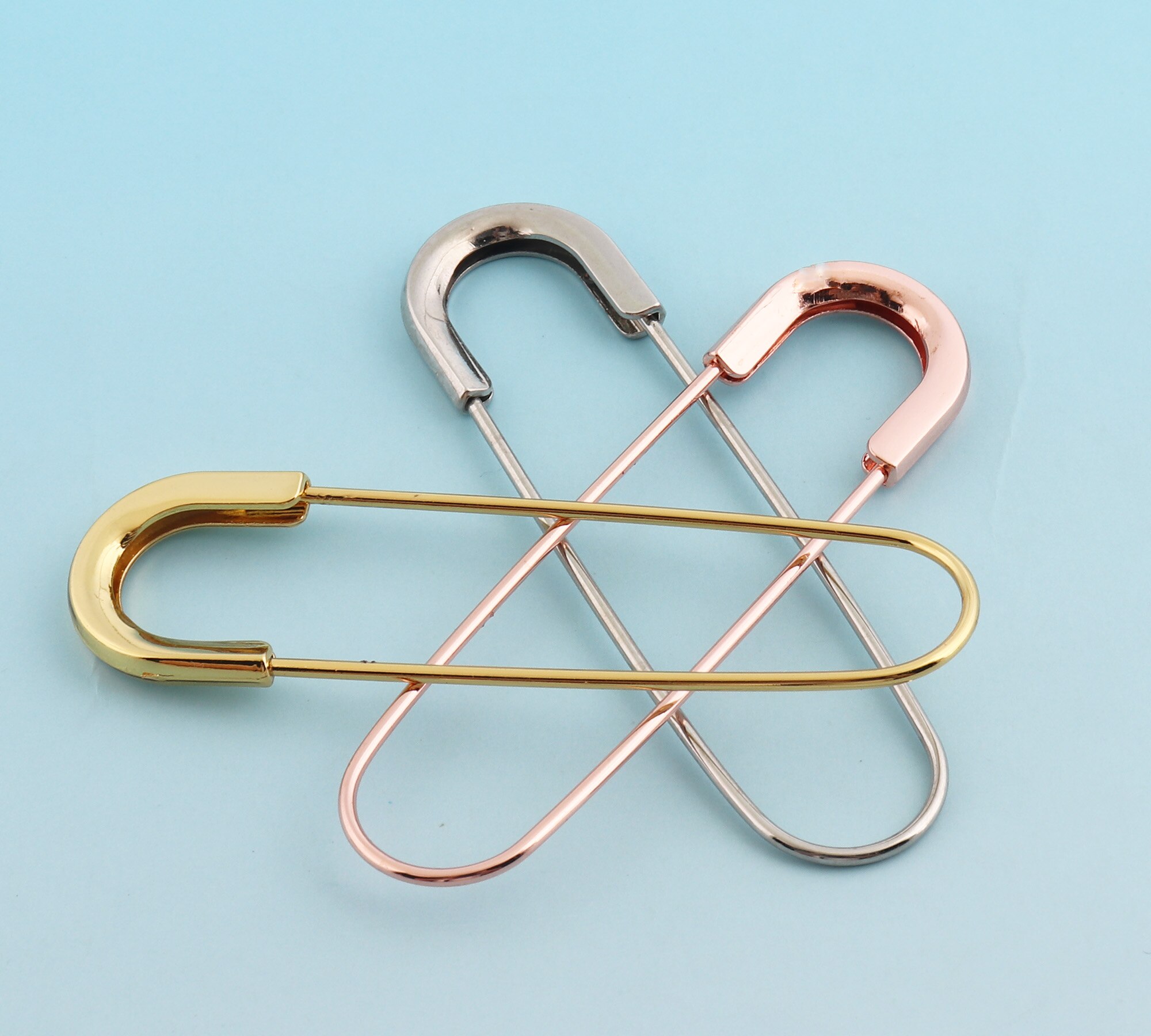 10 Uds 80*21mm gran encantador alfileres de seguridad Rosa oro Metal hallazgos broches de seguridad alfiler DIY accesorio de herramientas de costura