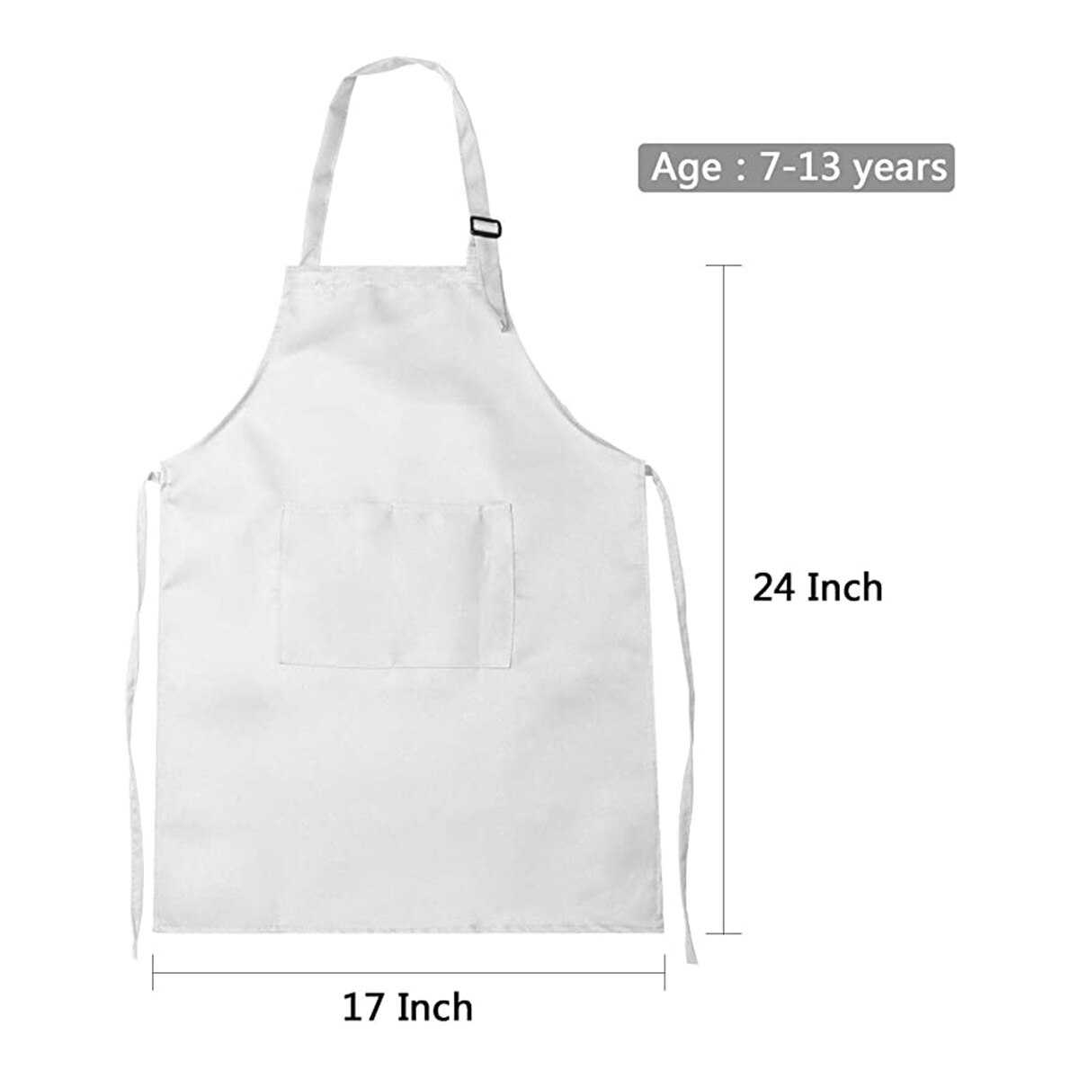 Tablier à poche frontale pour enfants de 3 à 13 ans, artisanal, sans manches, pour garçons et filles, peinture, cuisine: WHITE / 7-13 years