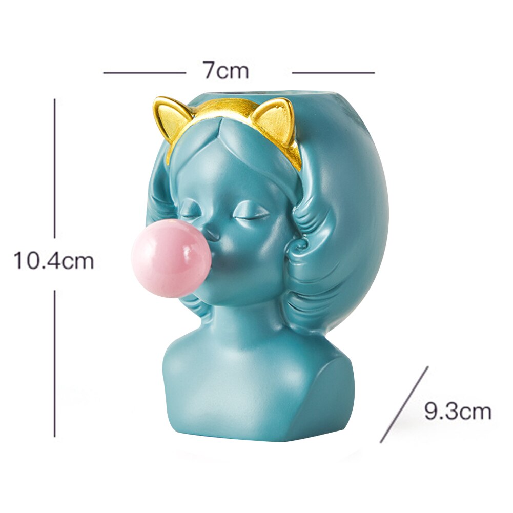 Pot de fleur en résine pour filles, Figurine tête de visage, plantes succulentes, plantes de jardin, fleurs de croissance, décor de table pour la maison, ornements: E