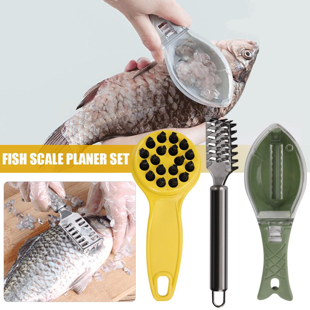 3pcs Stainless Steel Fish Scale Planer Plastic Scraping Scale Tool Scraper Three - Piece Set: Default Title