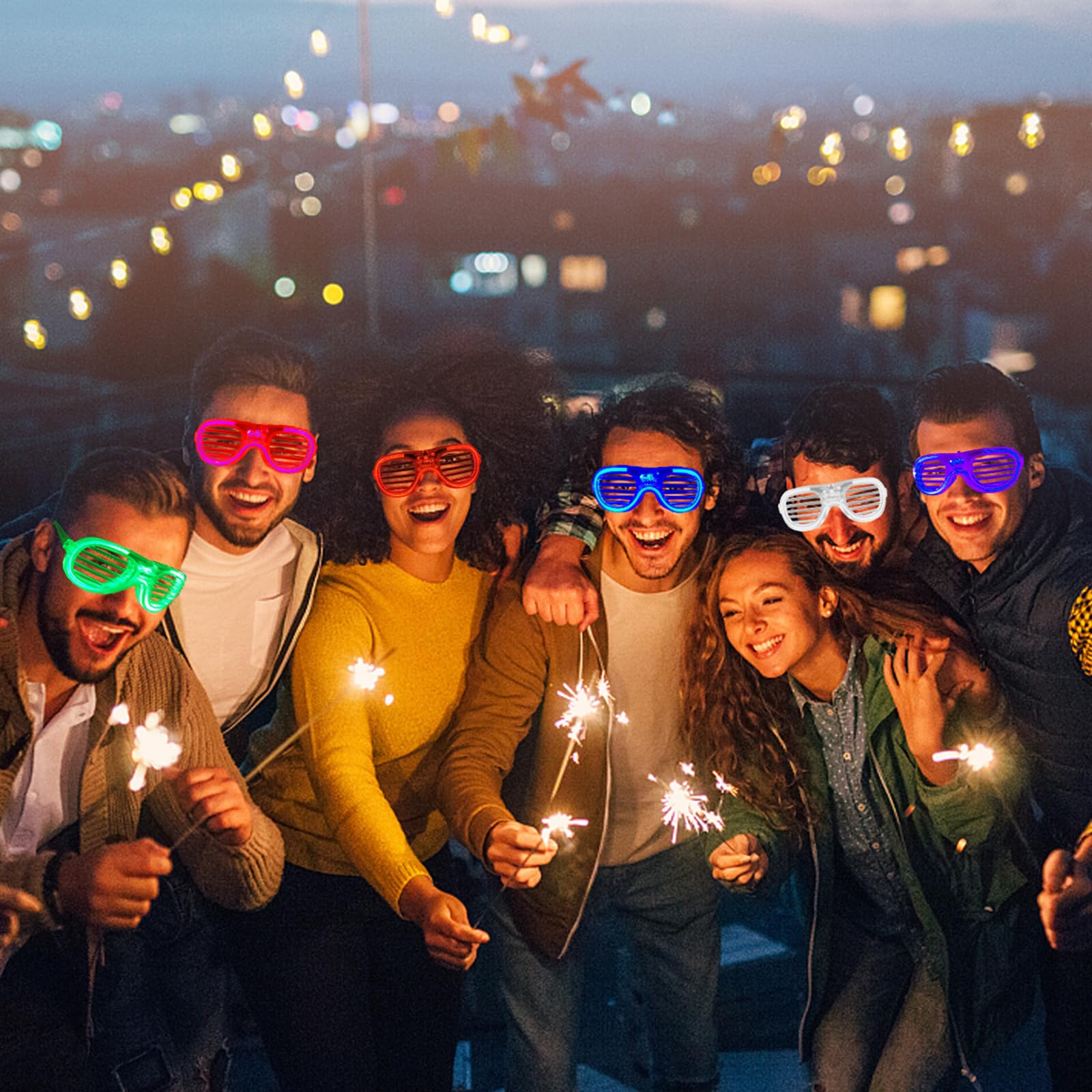 5-100PCS LED Light Up Glasses Cool Wireless Luminous Neon Sunglasses Glow in The Dark Halloween Party Supplies Christmas