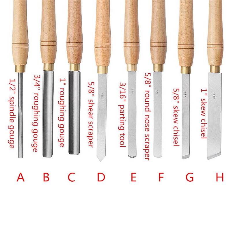 Daniu Hoge Snelheid Staal Draaibank Beitel Hout Draaien Tool Met Houten Handvat Houtbewerking Tool 8 Soorten Duurzaam