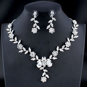 Jiayijiaduo frauen Hochzeit Schmuck Set Gold Silber Farbe Halskette Ohrringe Set Mädchen Brautjungfer Kleider Zubehör neue: 5