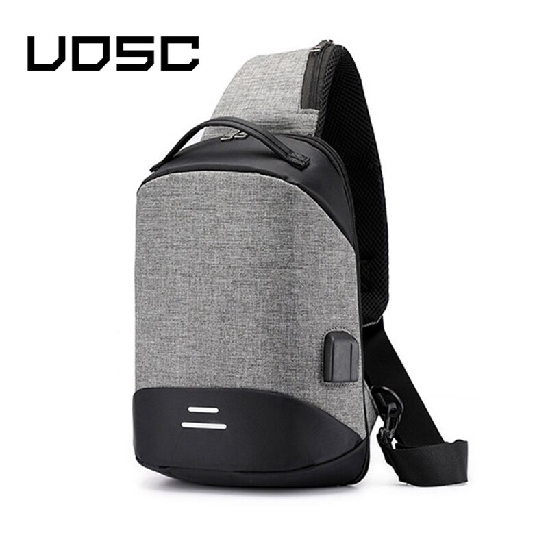 UOSC Chest Bag Men Crossbody Bag USB Anti-theft Buckle High Capacity Suit For Pad Water Shoulder Bag Trave Bag