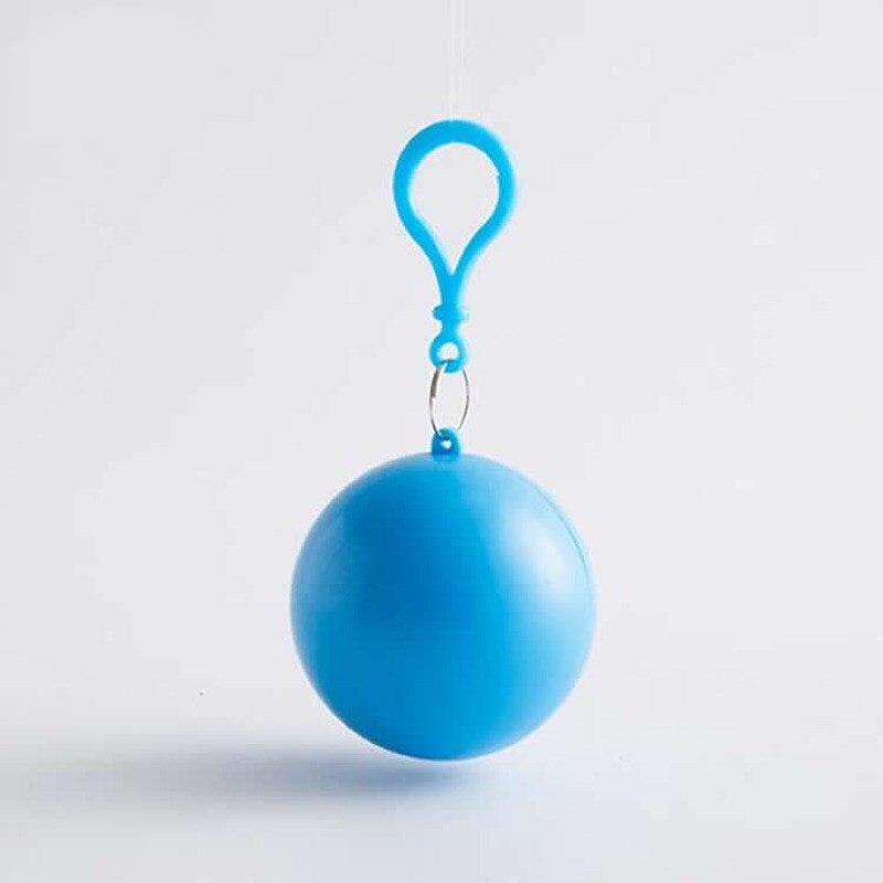 Chubasquero desechable portátil para hombre y mujer, llavero con bola, Poncho, capa impermeable, 6 colores: blue