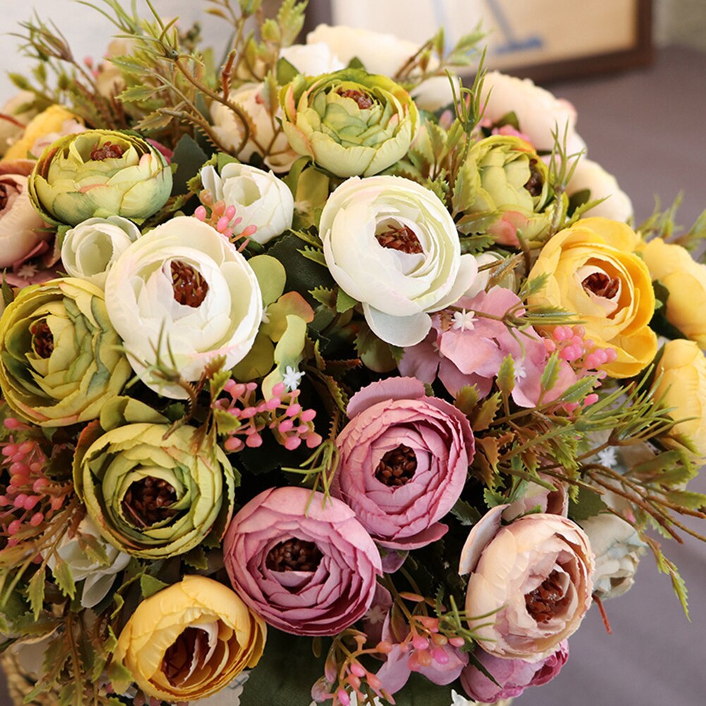 1pc kunstige blomster camellia hjem hage bryllupsfest møbler diy dekor blomster til dekorasjoner